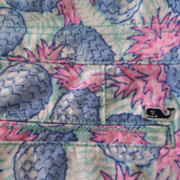 Vineyard Vines Cropped Pants Women’s 2 Linen Blend Pineapple Blue Pink NWT - Picture 12 of 16